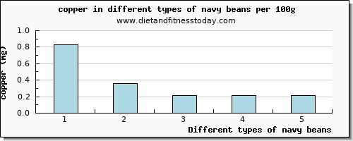 navy beans copper per 100g